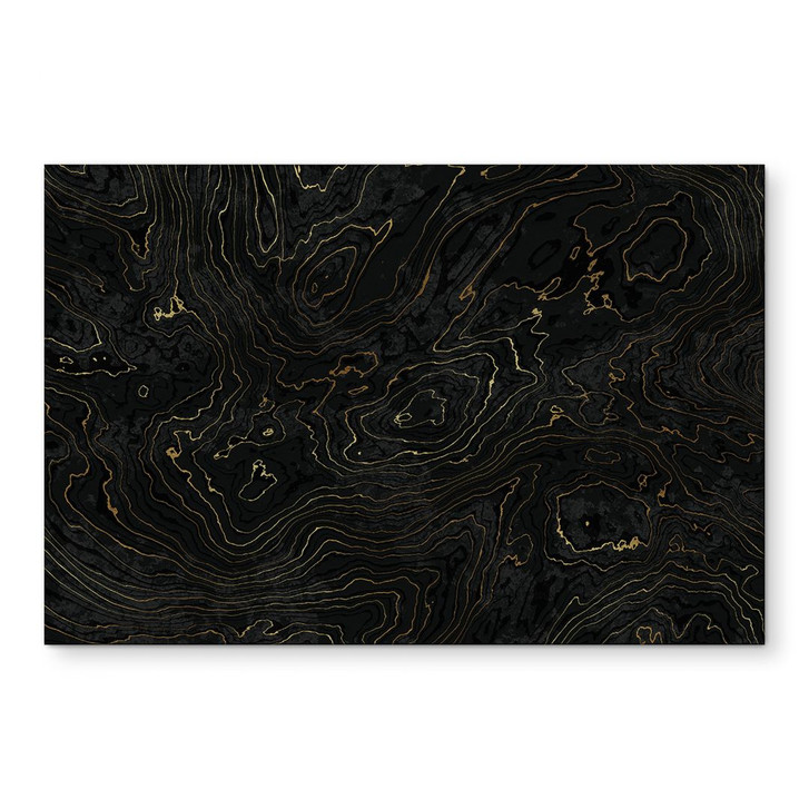 Wandbild Abstrakte Linien Schwarz-gold - Amini - Alu-Dibond - WA491554