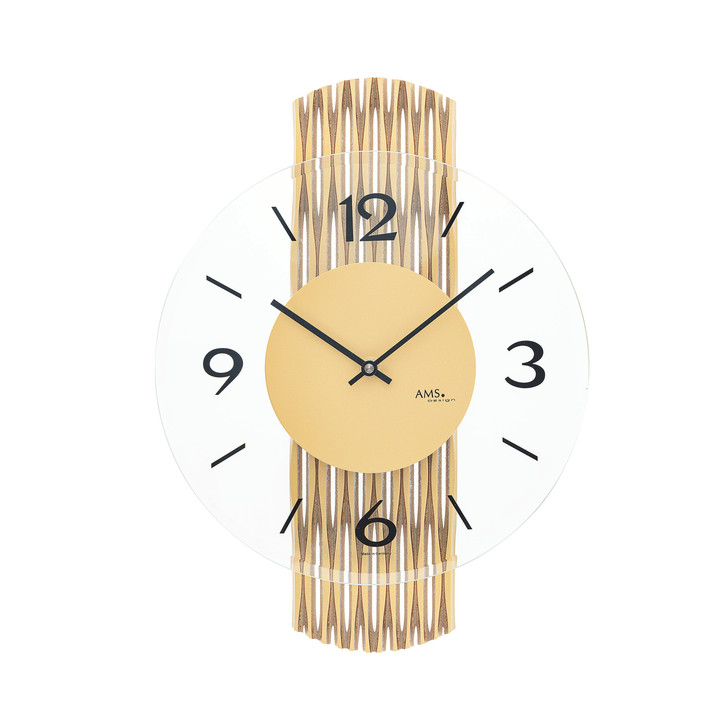 Wanduhr Feingefräste Holzrückwand messing lackiert - UG100600