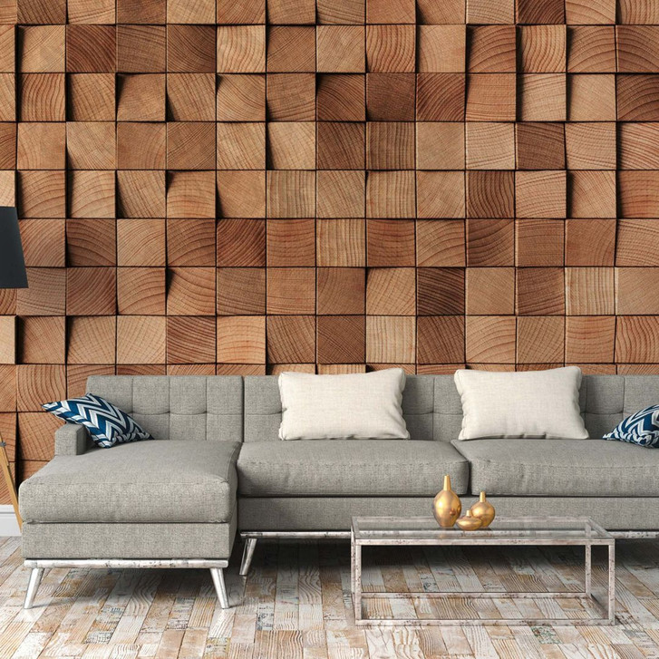 3D-Fototapete Holzoptik Braun Natur – Vliestapete 3.75 m x 2.50 m Struktur modern - WA504982