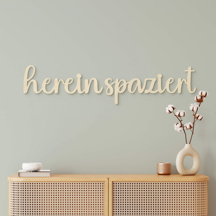Holzdeko Pappel - 3D-Schriftzug Hereinspaziert - WA355942