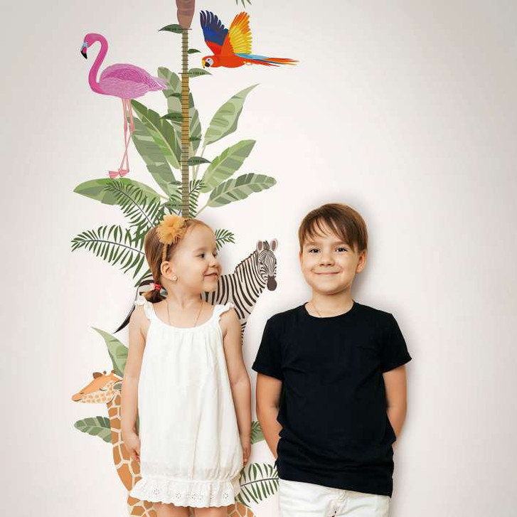 Kindertapete, Vliestapete, Messlatte mit Illustration Kids Walls weiss, grün, beige - WA450968