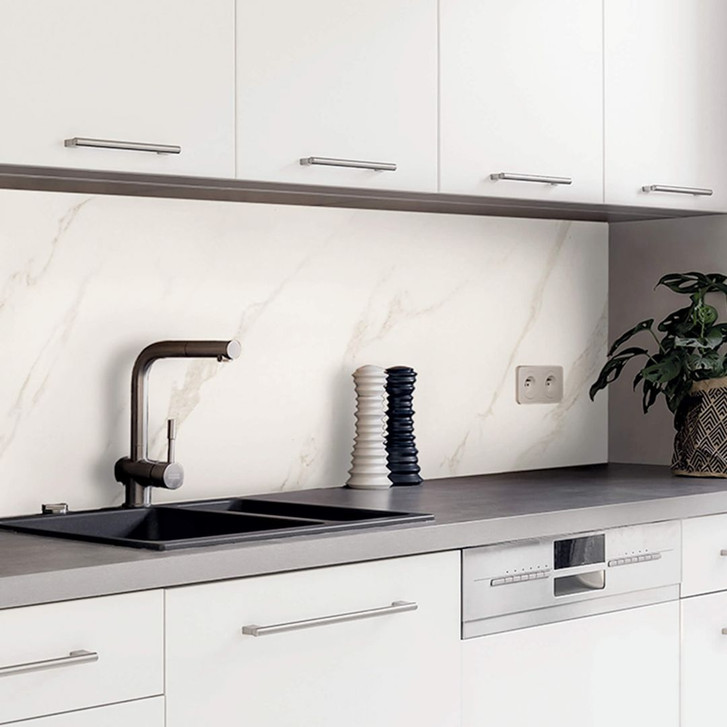 Küchenrückwand Spritzschutz Marmor Optik Weiss-Grau - Folie oder Aluverbund - WA410285
