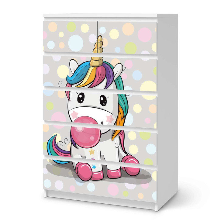 Möbel Klebefolie IKEA Malm Kommode 6 Schubladen (hoch) - Rainbow das Einhorn - CR113769