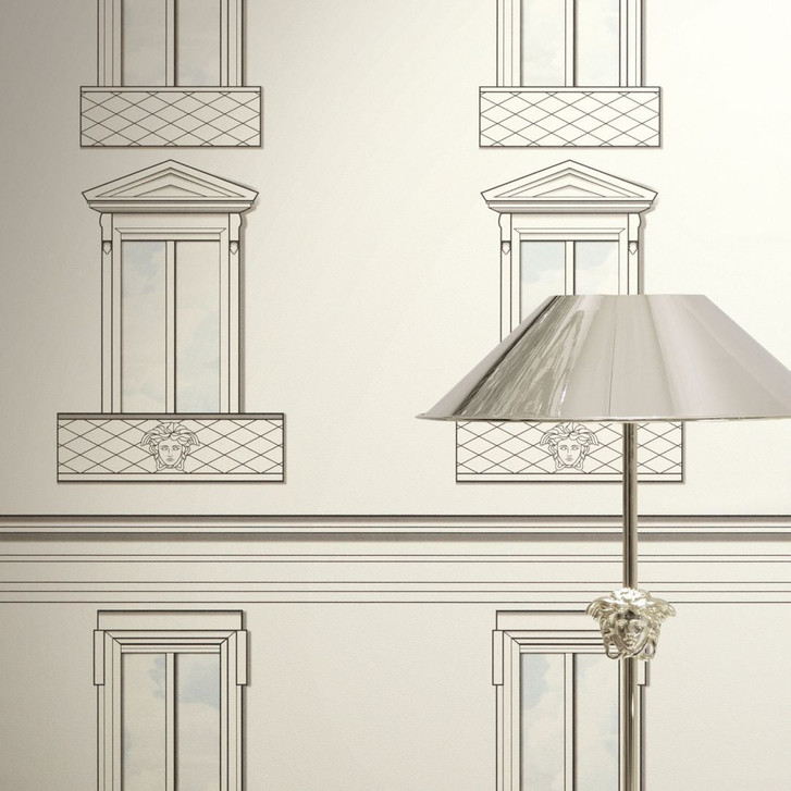 Versace Vliestapete Palazzo No 12 Fenster Fassade Weiss Grau Neo Klassik - WA506900