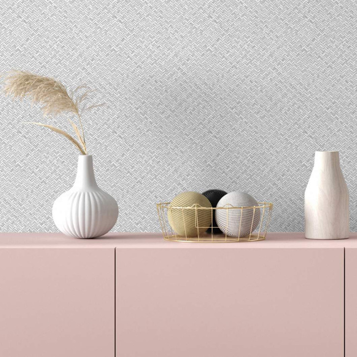 Vliestapete in Fischgratmuster und Holzoptik grau Grafisch - WA445837