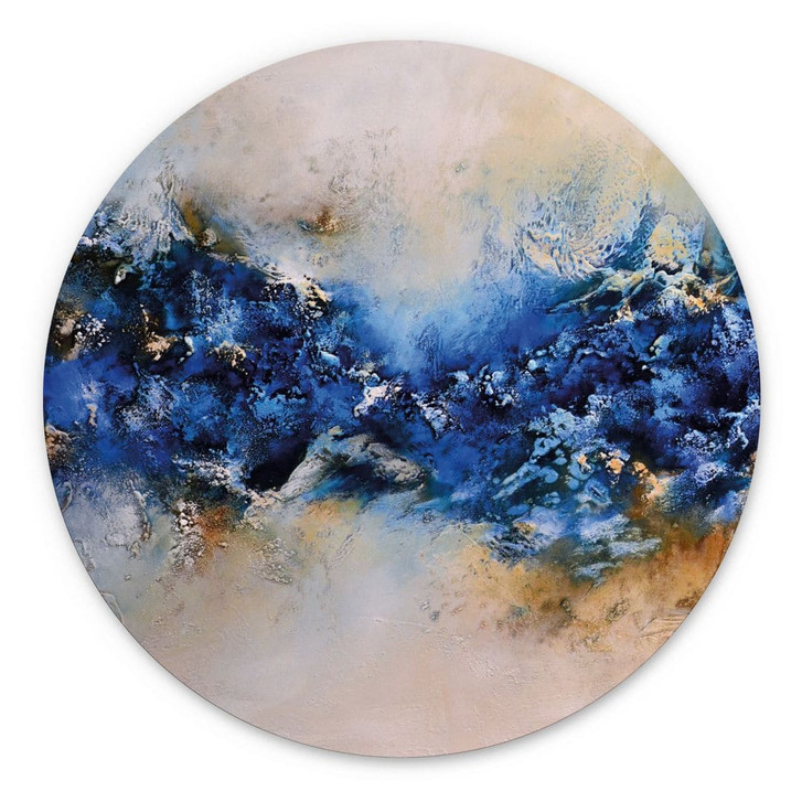 Wandbild Blau-goldene Interaktion - Fedrau - Alu-Dibond - Rund - WA435259