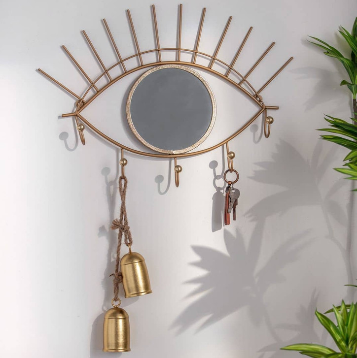 Wandspiegel Goldenes Auge mit Haken - Metall, Goldoptik - 60 x 42 x 5 cm - WA419779