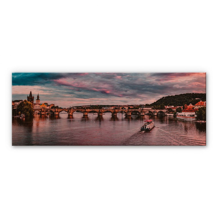 Alu-Dibond Bild mit Kupfereffekt Sonnenuntergang in Prag - WA231093