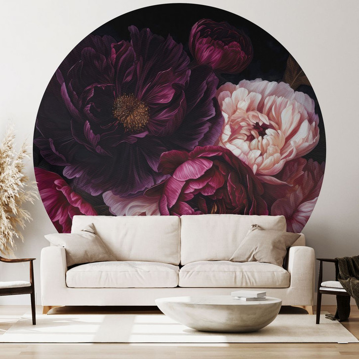 Fototapete Blumenstrauss mit Pfingstrosen - UN Designs - Rund - Selbstklebend/Vlies - WA399613