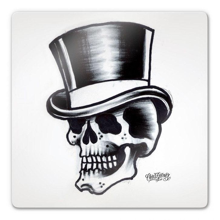 Glasbild Miami Ink Schädel mit Zylinder - WA125522