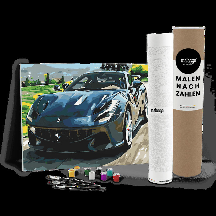 Malen nach Zahlen Leinwandbild - Blauer Sportwagen - WA447552
