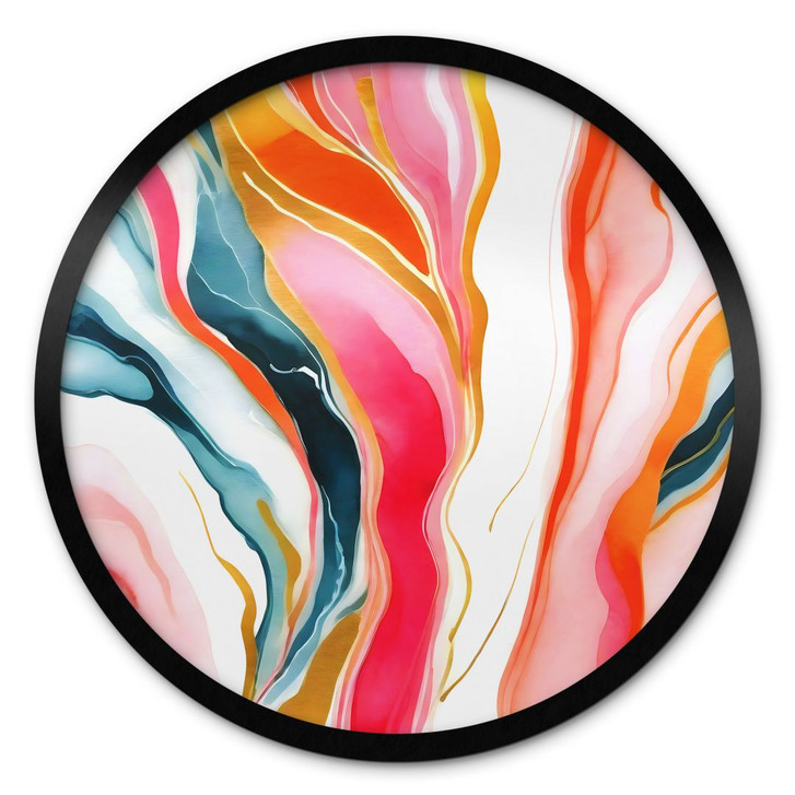 Poster Bunte Marmorierung abstrakt - Gokhale - Rund - WA427552