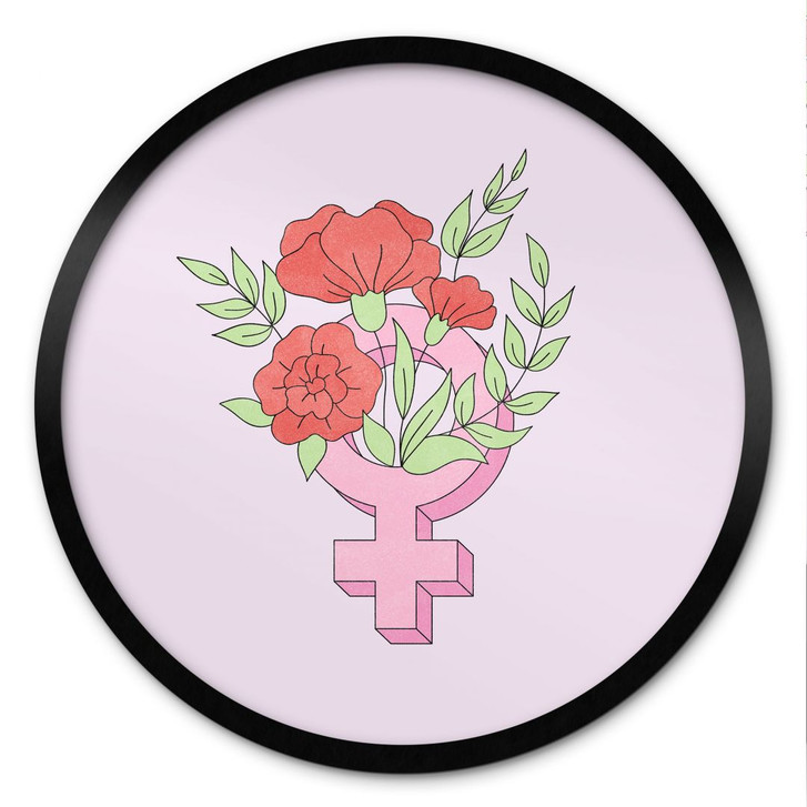 Poster Venuszeichen mit Blumen - Rund - WA499091