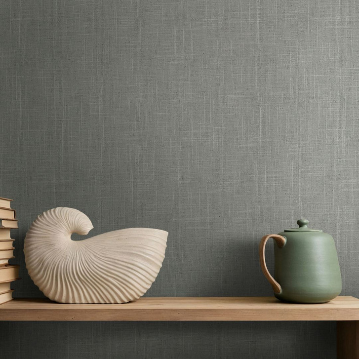 Vliestapete Textil, Struktur Uni Modern matt in Grau Braun - WA497328