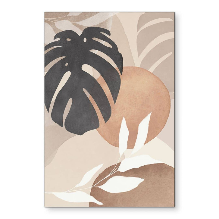 Wandbild Boho Monstera Pflanze in Naturtönen - Melloi Art Prints - Alu-Dibond - WA464404