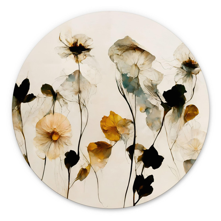 Wandbild Filigrane Trockenblumen in Naturtönen - Treechild - Alu-Dibond - Rund - WA516398