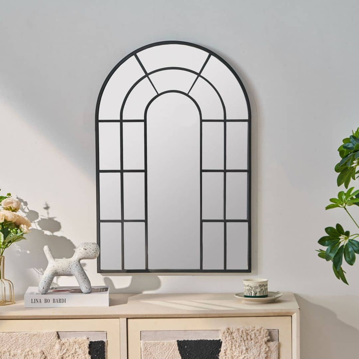 Wandspiegel schwarz Fensteroptik Bogen - New York - 50 x 75 cm - WA488641