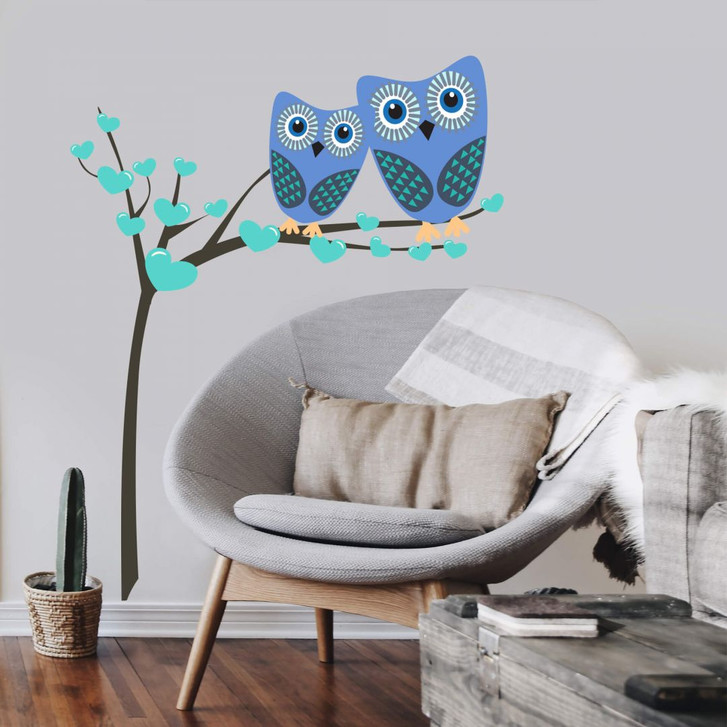 Wandtattoo Eulenbaum (blau) - WA209766
