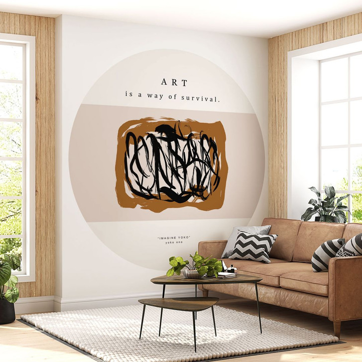 Fototapete Schwarze Pinselstriche - Imagine Yoko - Treechild - Rund - Selbstklebend/Vlies - WA471124