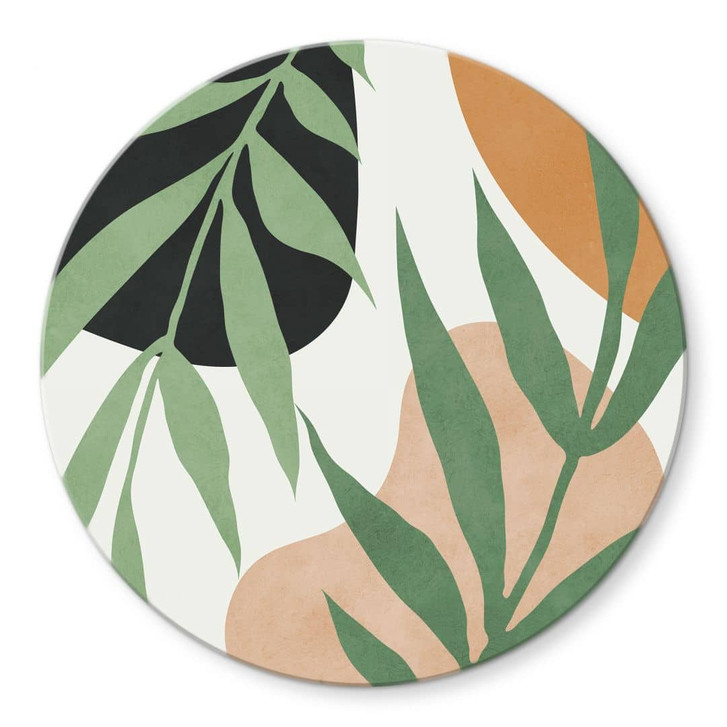 Glasbild Grüne Zweige im Dschungel | Tropische Pflanzen - Costa - Rund - WA459423