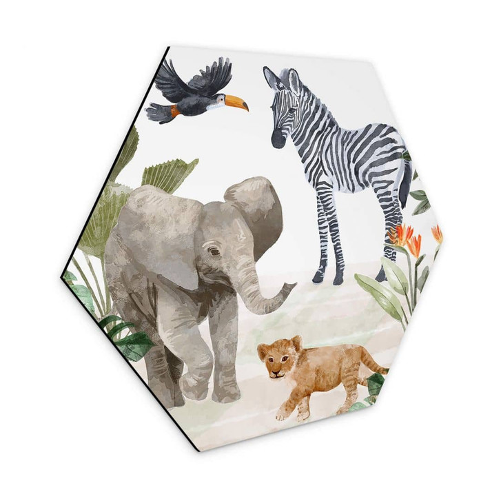 Hexagon - Alu-Dibond Goed Blauw - Dschungelbabys - WA332535