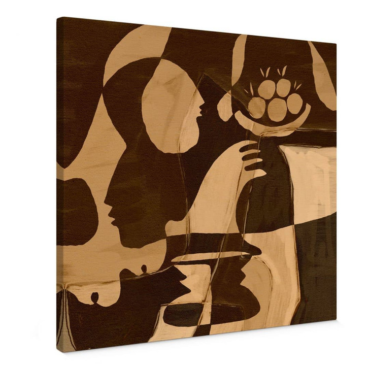 Leinwandbild Abstrakte Komposition in warmen Erdtönen - Al Dafai - Quadratisch - WA437112