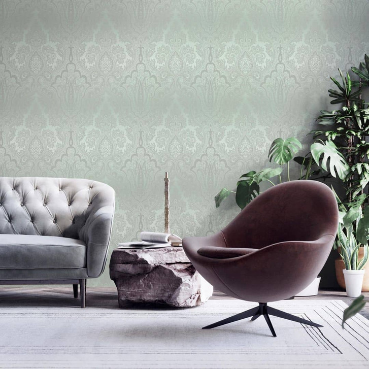 Livingwalls Paisley Tapete My Home My Spa Vliestapete Romantic Home eukalyptus, grün, silber - WA341765