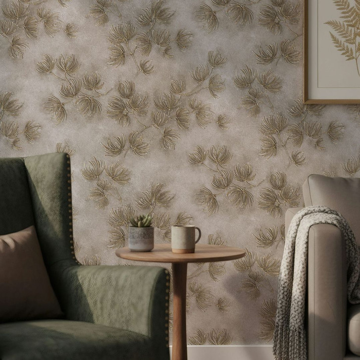 Vliestapete Blumen, Beton Floral Natur matt in Beige - WA508402