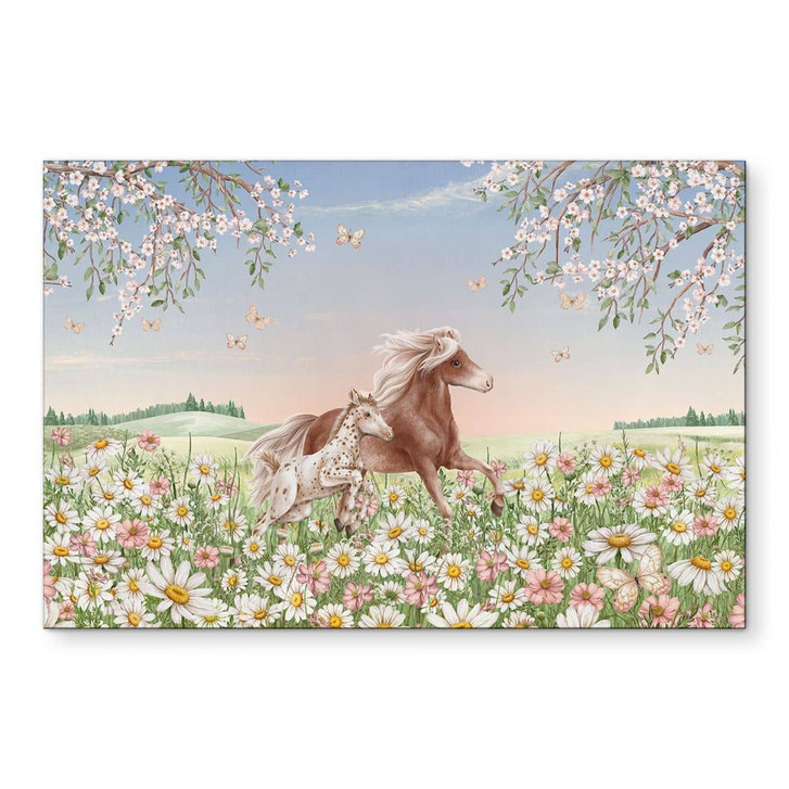 Wandbild Pferde auf der Blumenwiese - Kikki Belle - Alu-Dibond - WA492079