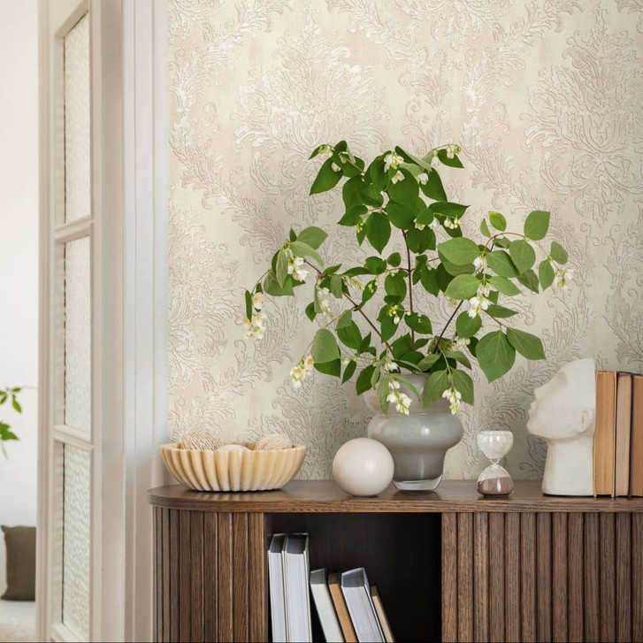 Barock-Tapete Beige Creme - Klassische Vliestapete mit Ornament-Muster - WA480174