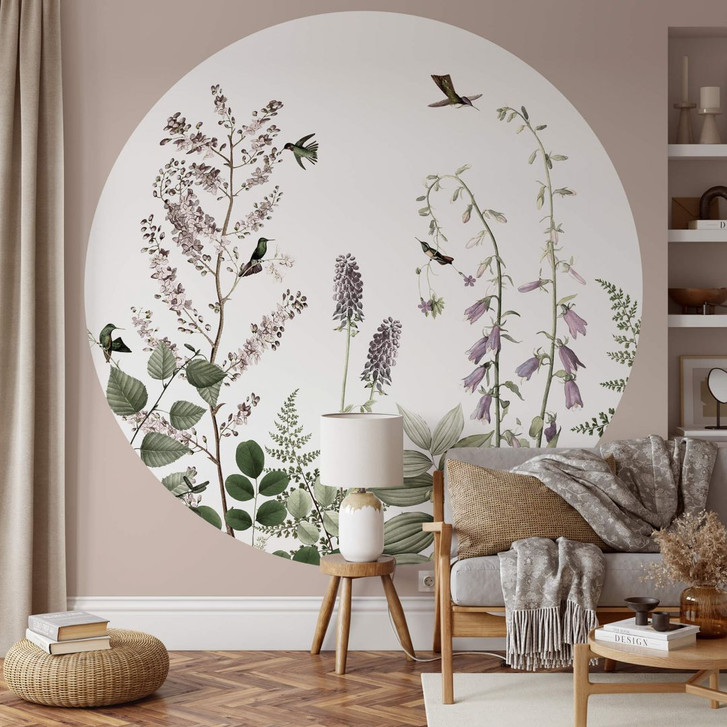 Fototapete Sir Edward - Kolibris im Garten - Rund - Selbstklebend/Vlies - WA353639