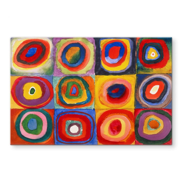 Glasbild Kandinsky - Farbstudie: Quadrate und konzentrische Ringe - WA332158
