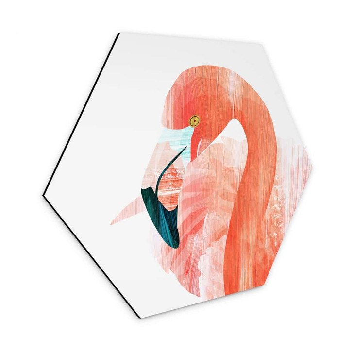 Hexagon - Alu-Dibond Goed Blauw - Pink Flamingo - WA346091