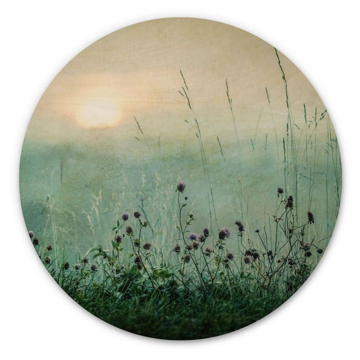 Holzbild Taubedeckter Sonnenaufgang Rund - Kværnstrøm - WA400283