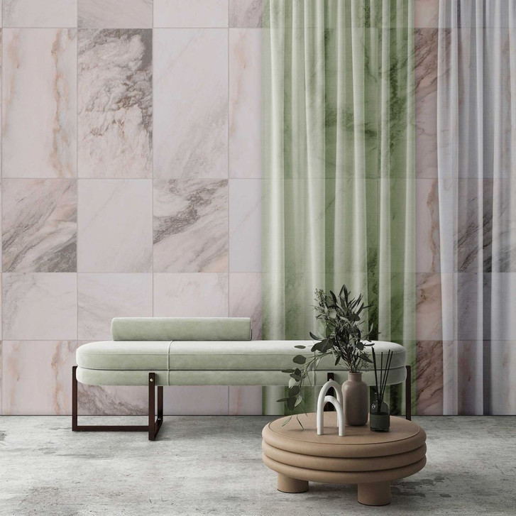 Marmor-Fototapete in Pastelltönen mit Textileffekt - Eleganz für Zuhause - WA386029