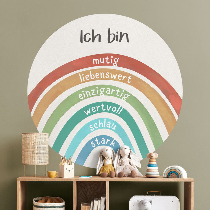 Rundes Wandtattoo mit Regenbogen - Kraftsätze fürs Kinderzimmer - WA512104