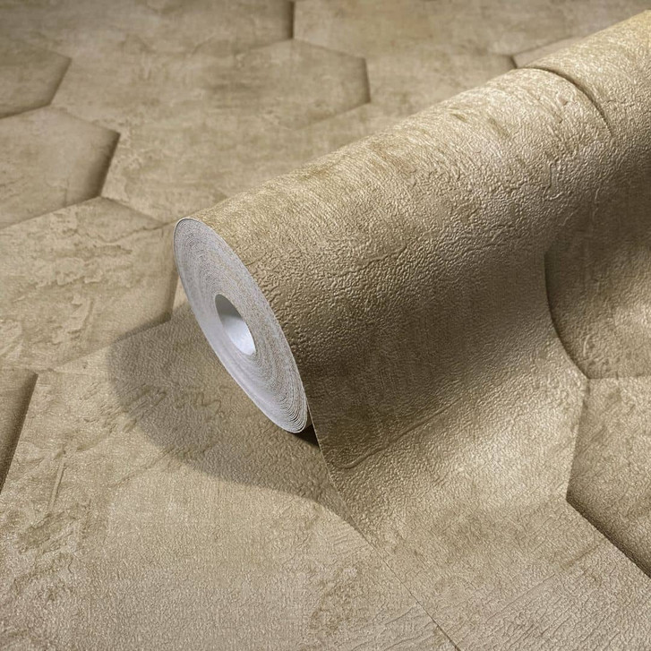 Vliestapete mit 3D-Optik im Wabenmuster braun Grafisch - WA444891