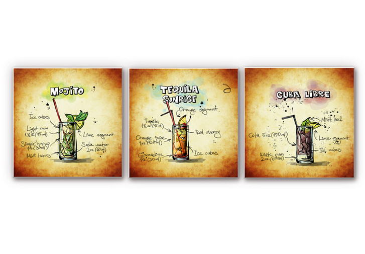 Wandbild Longdrinks Set 01 (3-teilig) - WA193864