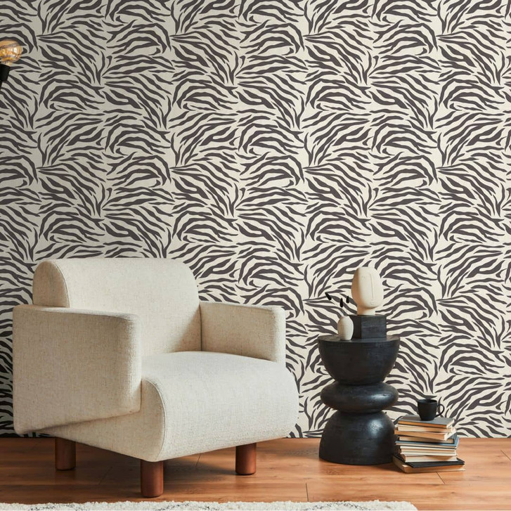 Zebra-Tapete Schwarz Weiss – Animal Print Mustertapete – Vliestapete modern - WA459142