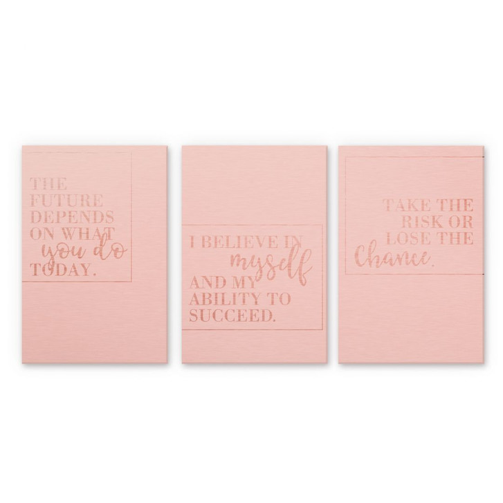 Alu-Dibond-Kupfereffekt Motivation (3er Set) 3x 20x30cm - WA231081