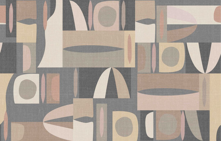 Fototapete Motivtapete Abstrakte Geometrie in Blau-Grau und Beige im Retro Look 2.7 x 4.24 m - WA505347