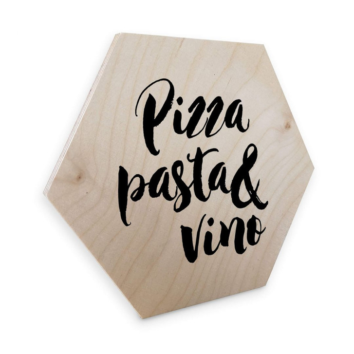 Hexagon - Holz Birke-Furnier Pizza Pasta Vino - WA274112