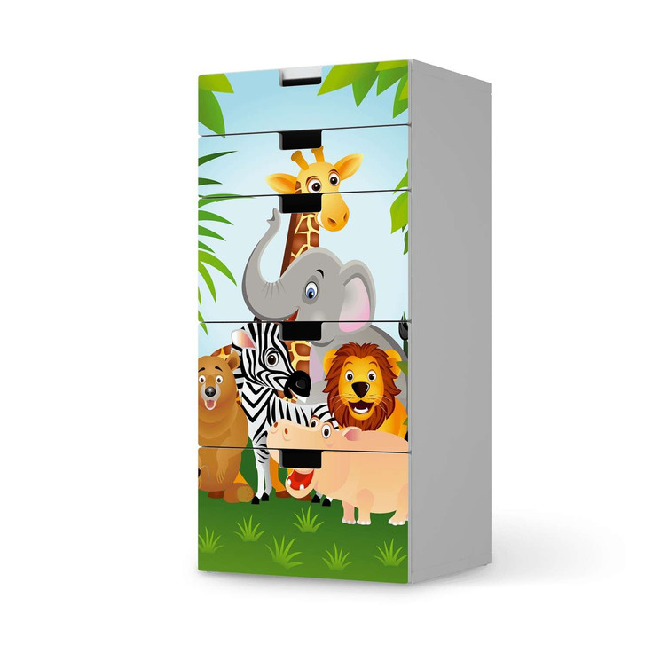 Möbel Klebefolie IKEA Stuva / Malad Kommode - 5 Schubladen - Wild Animals - CR114167