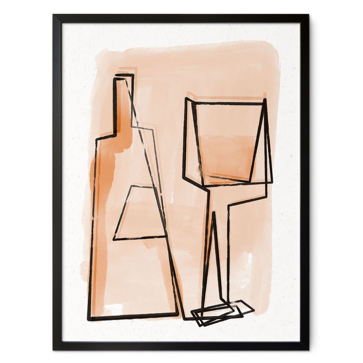 Poster Abstraktes Stillleben: Flasche und Weinglas - Treechild - WA408981