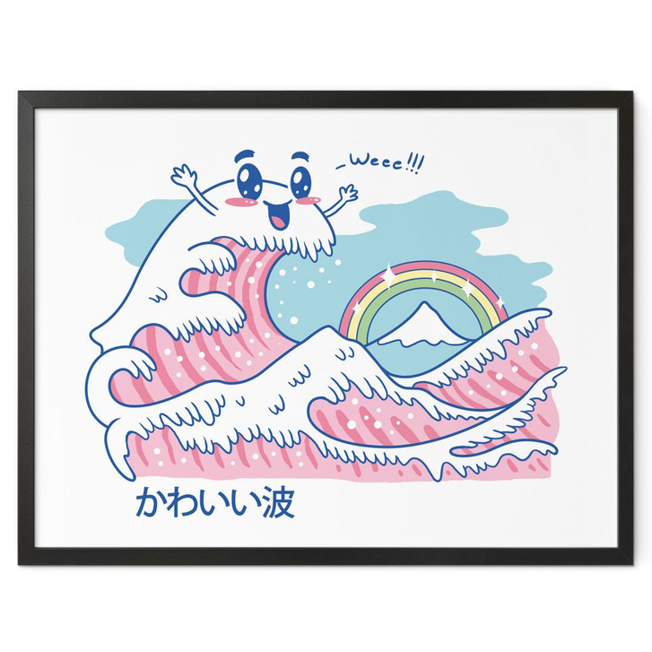 Poster Kawaii Welle mit Regenbogen und Berg Fuji - Trinidad - WA427684