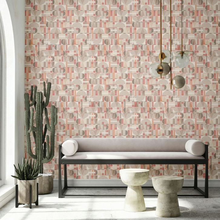 Vliestapete in Grau Beige Rot Moderne Formen Grafisch Geometrisch - WA457169