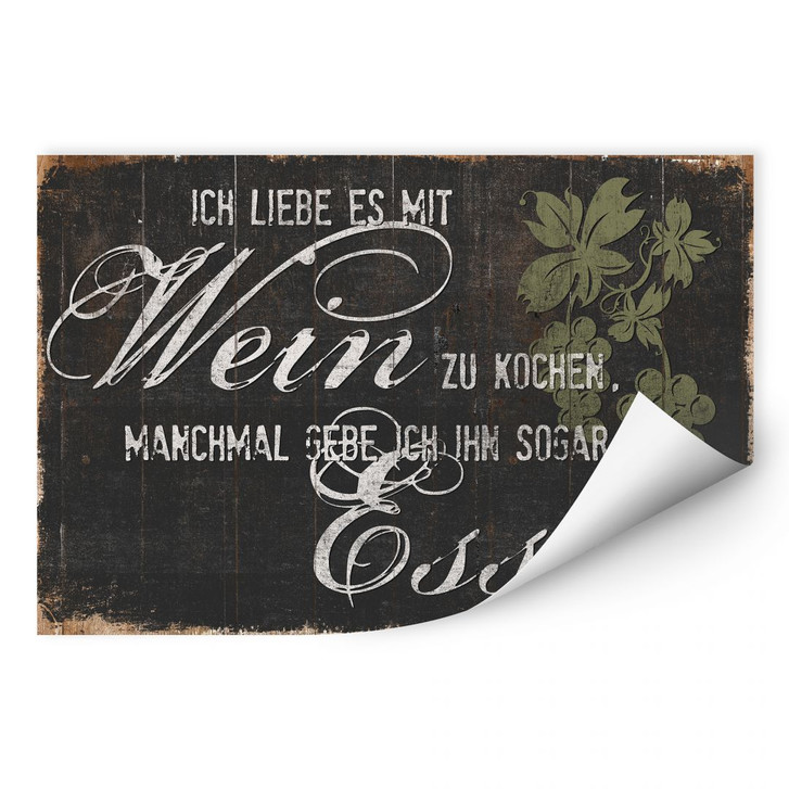 Wallprint Ich liebe es mit Wein zu kochen - WA184666