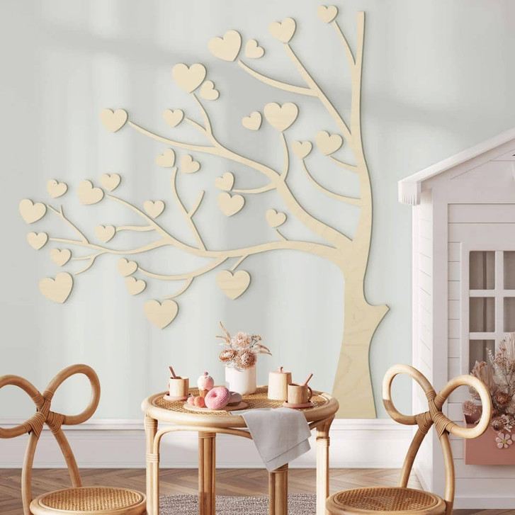 XXL Holz-Wandpaneel Baum mit Herzen - Pappel - WA401867