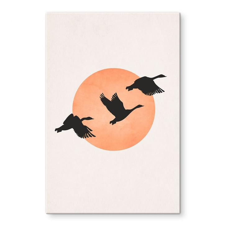 Acrylglasbild Vögel vor der pfirsichfarbenen Sonne - Kubistika - WA479525