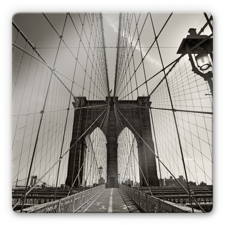 Glasbild Brooklyn Bridge Perspektive - quadratisch - WA121435